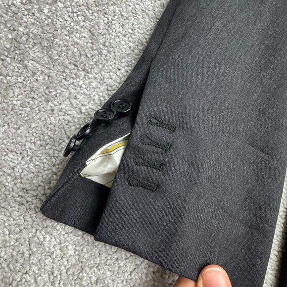 Ermenegildo Zegna Trofeo Suit Blazer Jacket Men 42R Dark Gray Double Vented Work - Picture 3 of 13